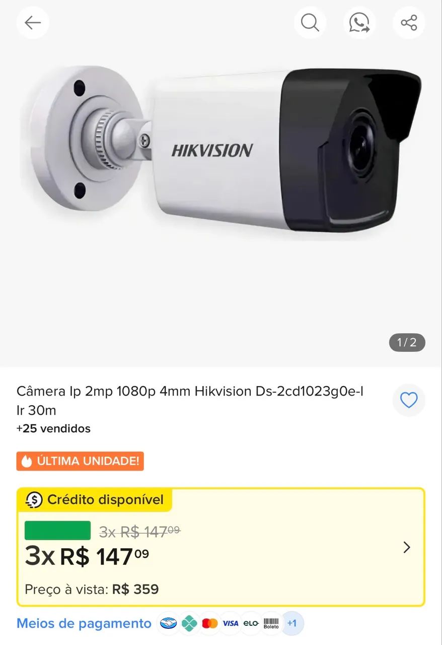 Câmera HikVision - Modelo: DS-2CD1023G2-LIU - Foto 3