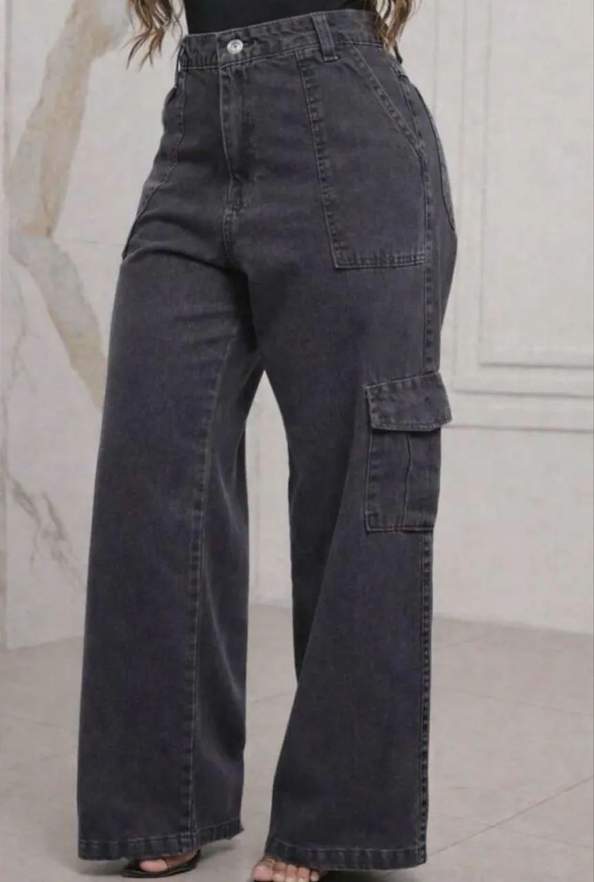 Calça cargo wide leg