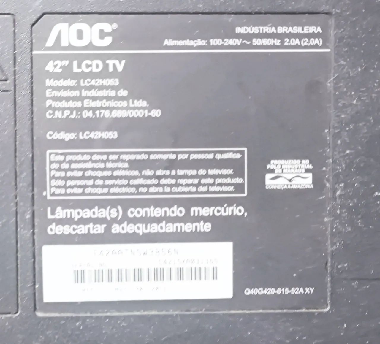 TV AOC 42 polegadas para peças, problema não grave - Foto 2
