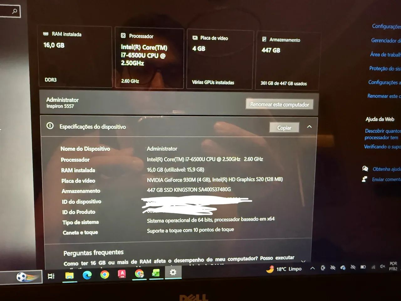 Notepook Dell Inspiron 17 16G RAM 500G SSD - Foto 6