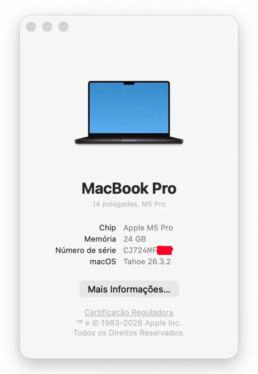 Macbook pro 14 polegadas chip m5 pro 24gb / 1tb apenas 2 dias de ativação LOJA FÍSICA - Foto 5