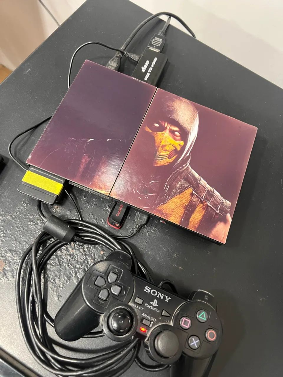 Play 2 com controle e jogos 