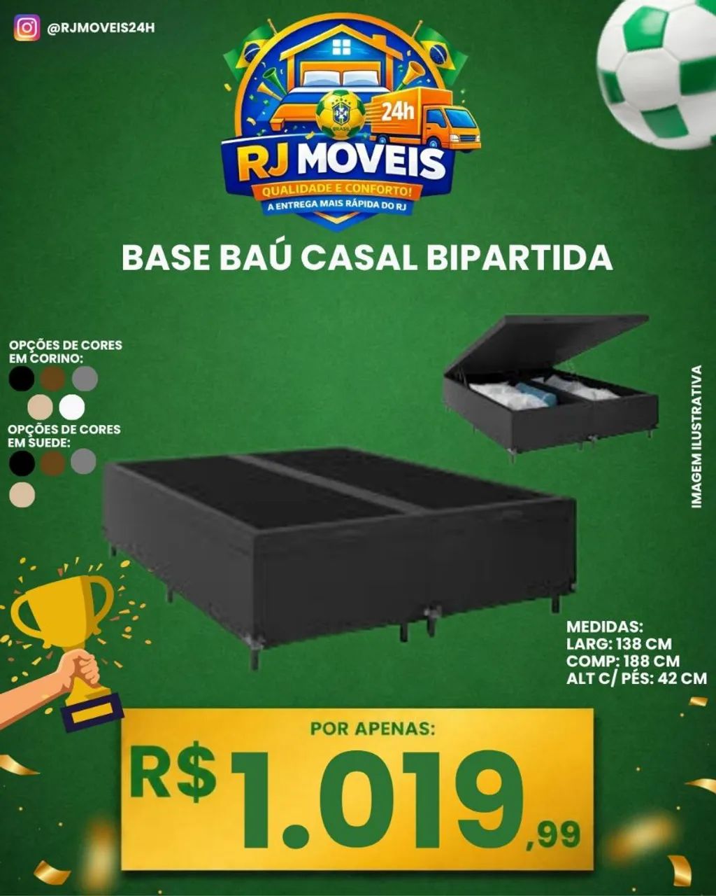 Base baú casal bipartida 