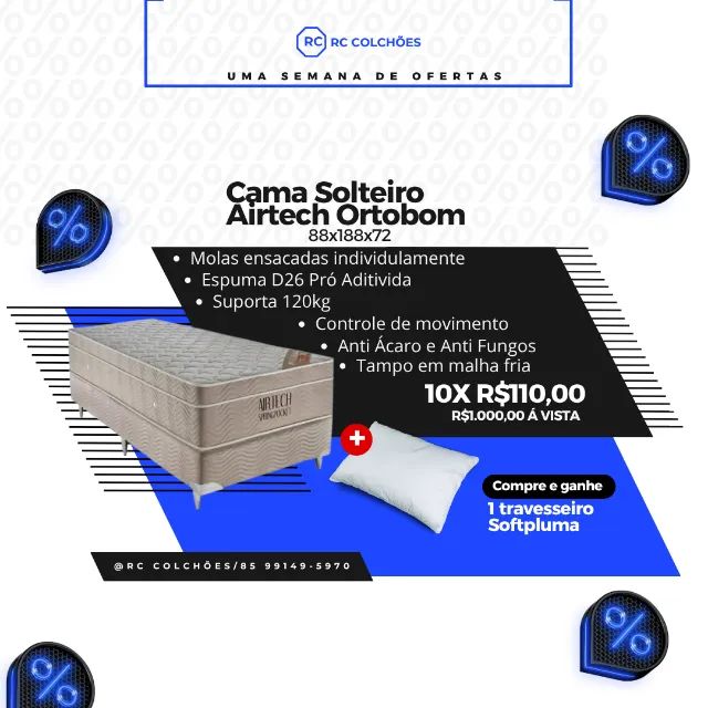 Cama Solteiro Airtech Ortobom