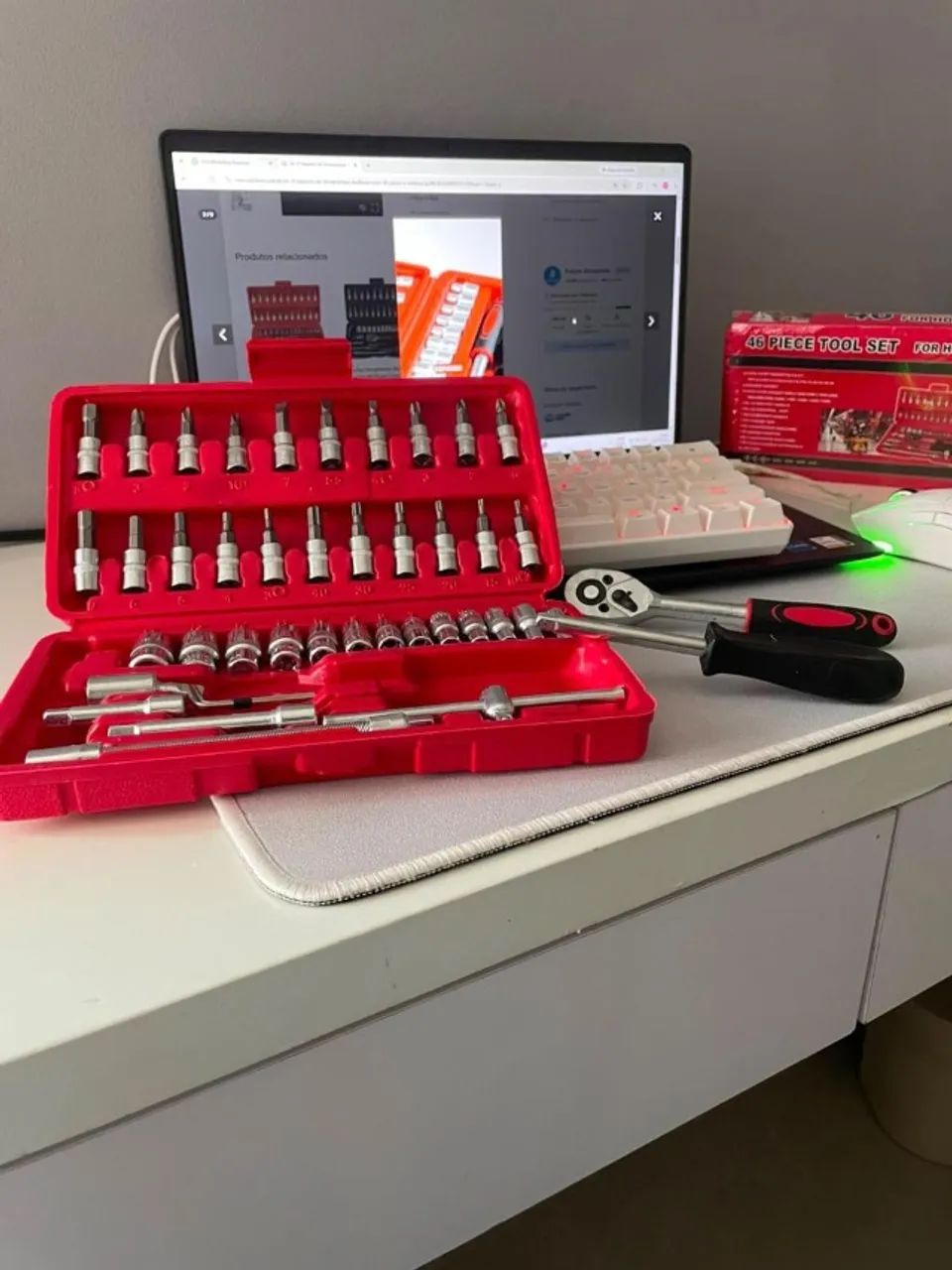Jogo de Soquetes e Bits 46 Peças com Catraca e Maleta - Foto 2