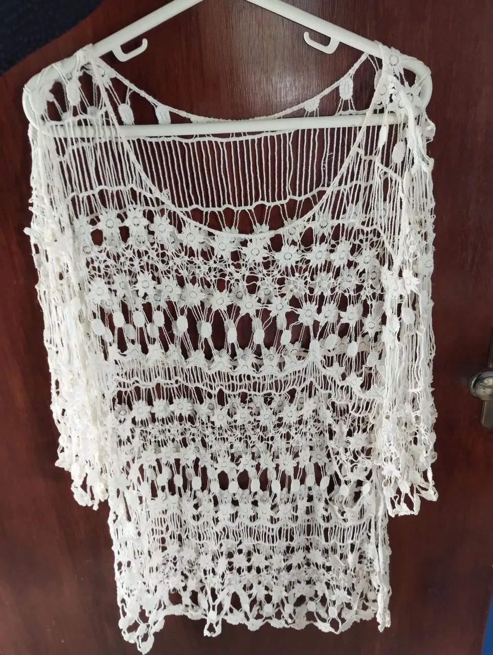 Saída de Praia em Crochê Off-White - Estilo Boho
