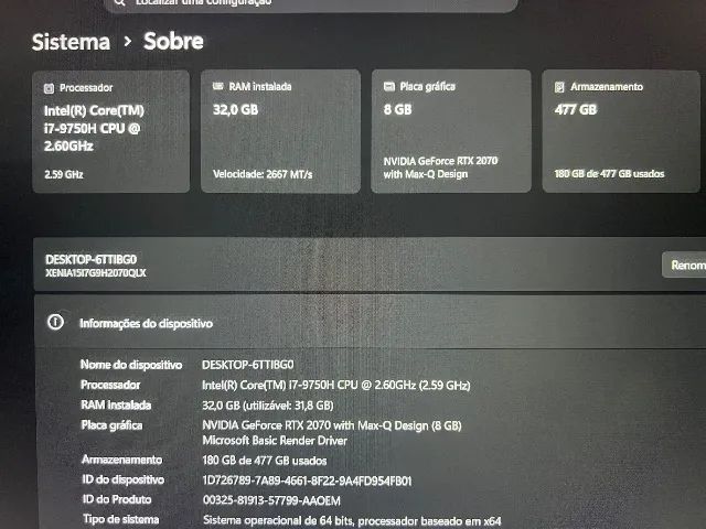 Notebook Gamer XPG Core i7 RTX 2070  - Foto 5
