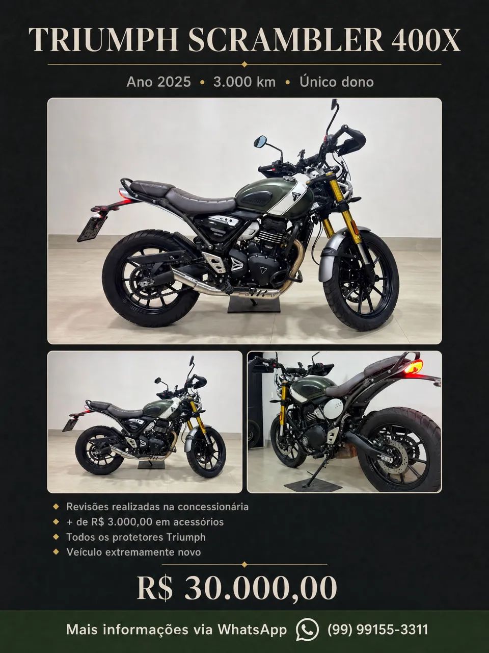 Triumph Scrambler 400X 2025 - ÚNICO DONO