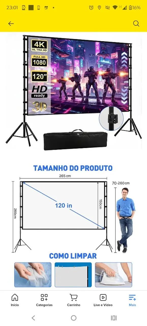 Projetor Intelbras 7400lumens + Tela 120 polegadas  - Foto 2
