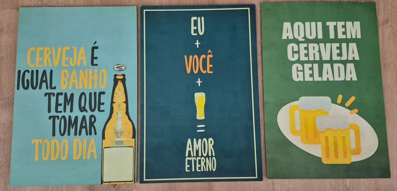 Conjunto com 9 placas decorativas para bar.