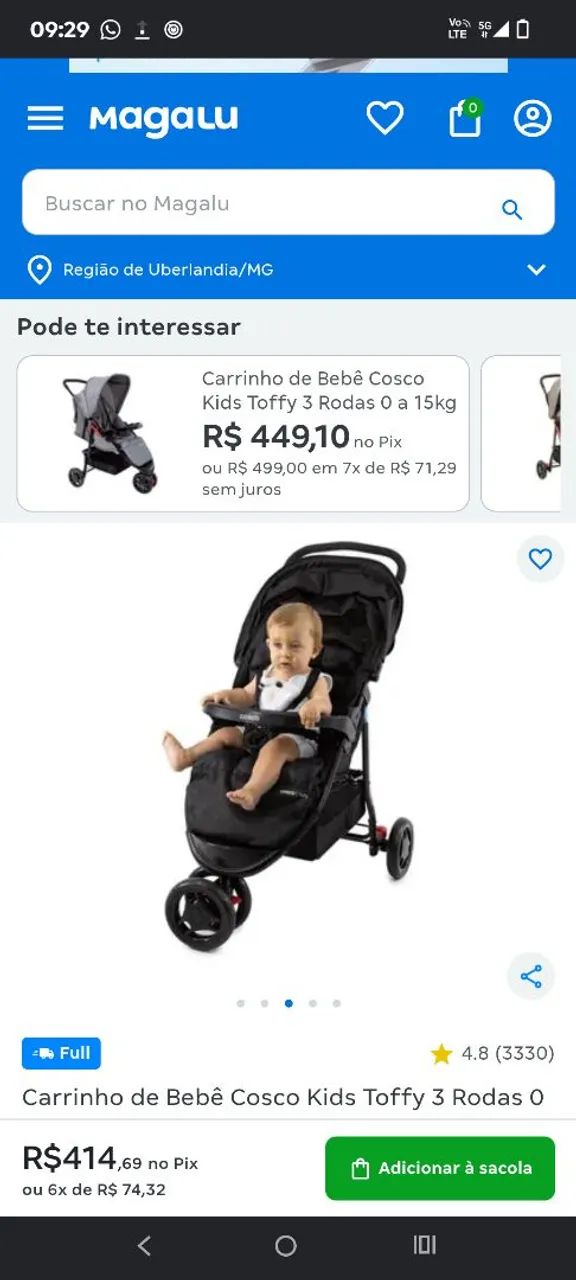Vendo carrinho de bebê 