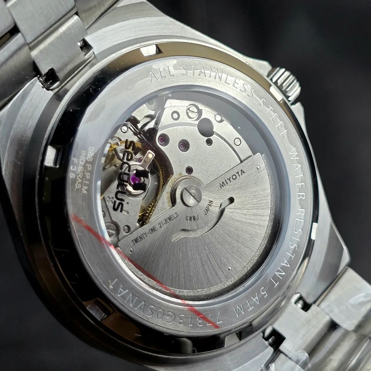 Relógio Seculus Tsuyosa Automatic 40mm Prata preto - Foto 4