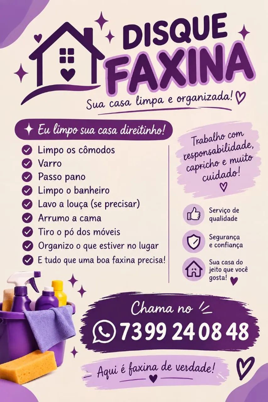 Disque Faxina ? | Faxina Completa e Caprichada