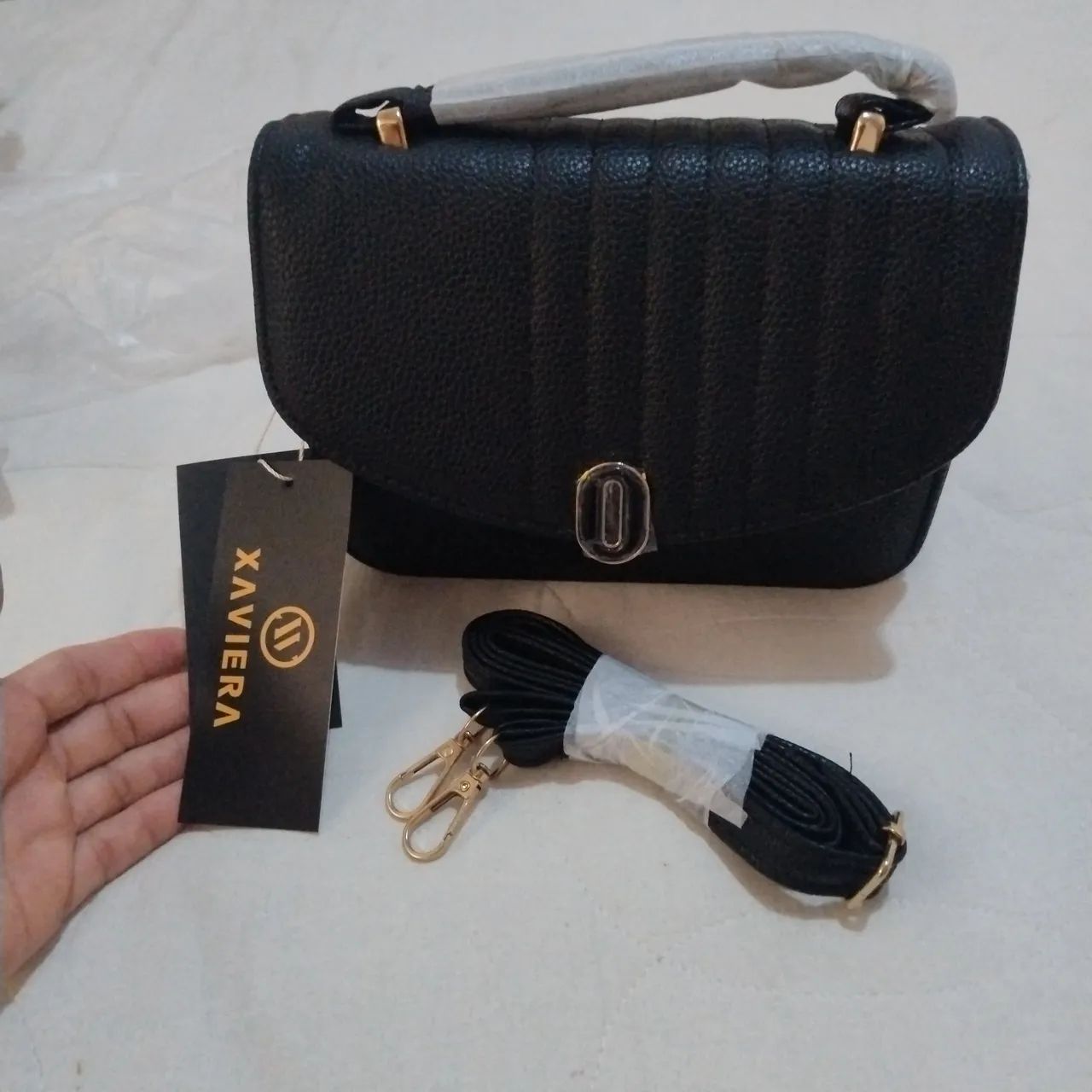 Bolsas preta couro PU  - Foto 2