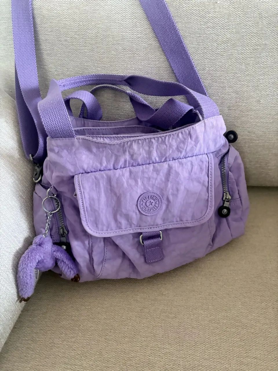 Bolsa Kipling Fairfax Lilás Original (Com Macaco)