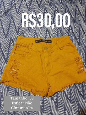 short amarelo jeans