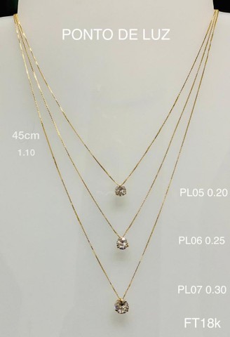 Gargantilhas de ouro 18k, ponto de luz, em até 12x confira!