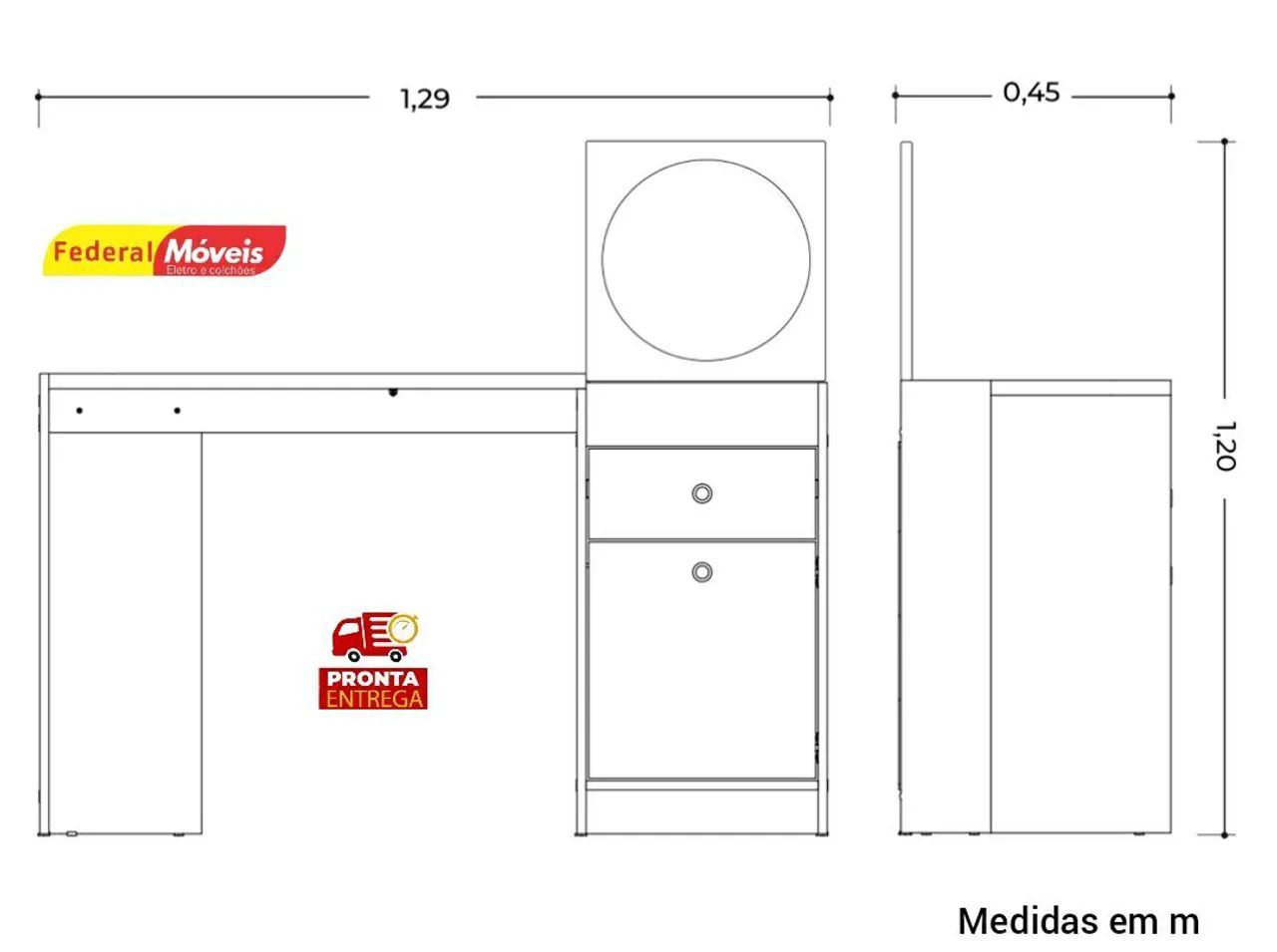 Penteadeira 1 Porta e 1 Gaveta Novo Pronta Entrega  - Foto 2