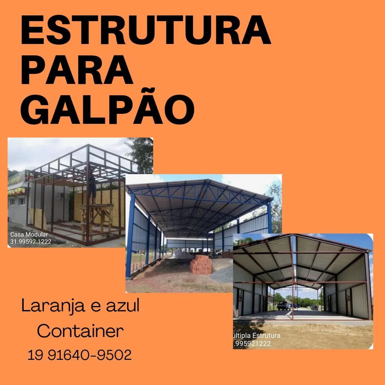 Estrutura para Galpão - Laranja e Azul - Foto 4