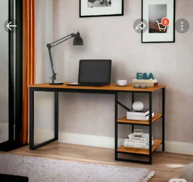 Escrivaninha de ferro e MDF  - Foto 2