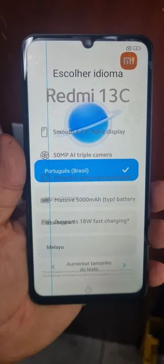 Tela Redmi 13c Original Nova Listra Azul No Branco Somente a Tela