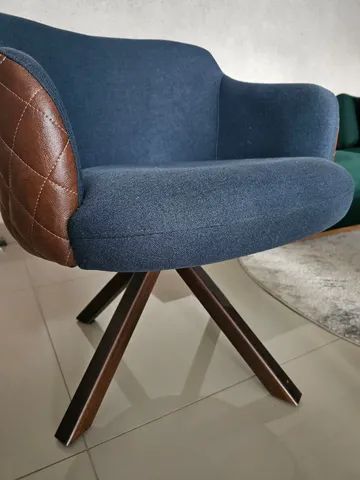 Poltrona giratória Design Couro e Tecido - Foto 3