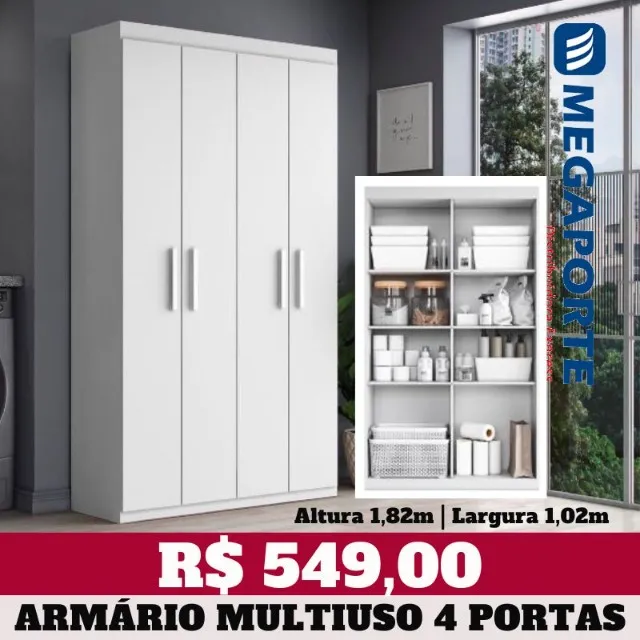 Armário Multiuso Escritório 4 Portas (Novo) Entrega Grátis!