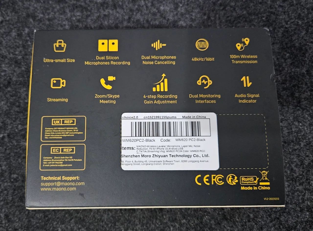 Microfone Lapela Sem fio Maono WM620 - Foto 5