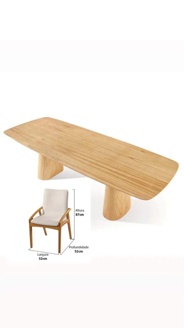 Mesa de Jantar Madeira alto padrão - Design Moderno