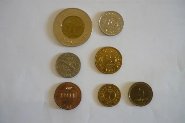 Moedas Antigas Lote Com 8 Moedas, Canadá, Guyana E Outras