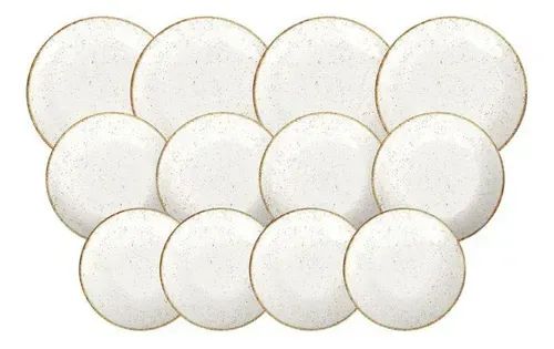 Conjunto De 12 Pratos Rústicos Em Porcelana Decorada Tramontina - Sem utilização - Foto 3