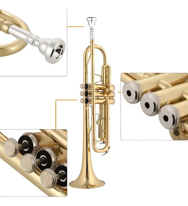Trompete Irin Slade Si Bemol (bb) Dourado De Latão Case Luxo - Foto 5