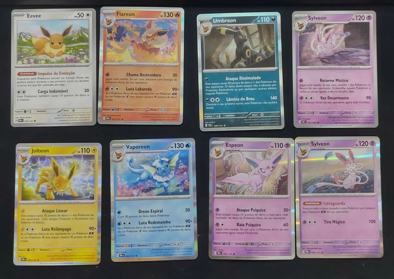 Cards Eevee evoluções Card pokemon