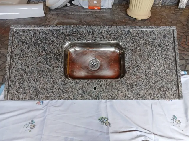 Pia de Granito Cinza Corumbá com Cuba Inox - Nova!