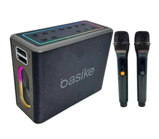 Caixa De Som Bluetooth e Karaokê Rgb Com 2 Microfones Sem Fio 120w Basike - Foto 3