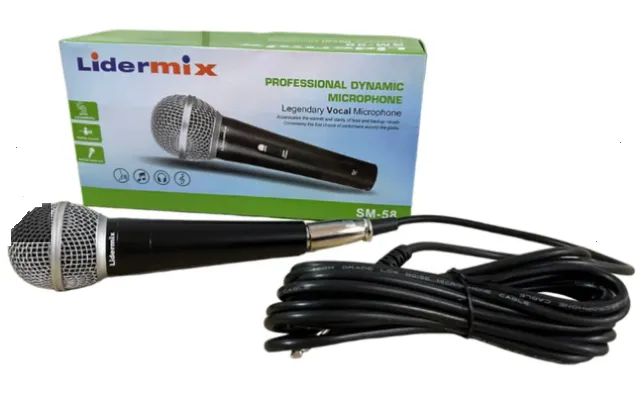 Microfone Profissional Lidermix SM-58 Cardióide com Cabo de 5M