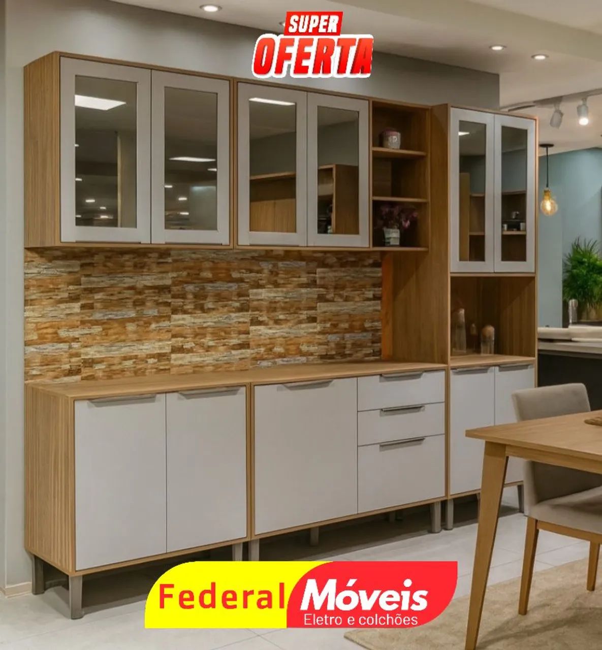 Armário para Cozinha 2,70m Novo - Moderno e Funcional!