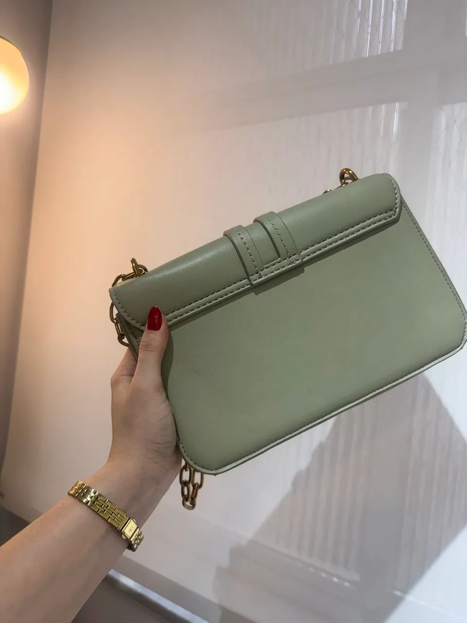 Bolsa Verde Estruturada com Corrente - Foto 2