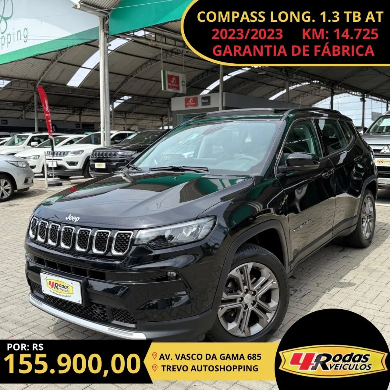 Jeep - COMPASS LONG. T270 1.3 TB 4X2 FLEX AUT TETO SOLAR 2023-2023 14 MIL KMS