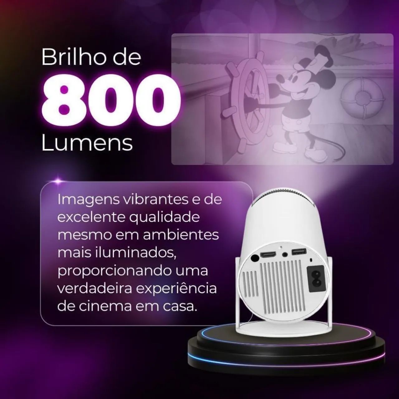 TV Portátil em Mini Projetor Android 11: Leve e Prática - Foto 4