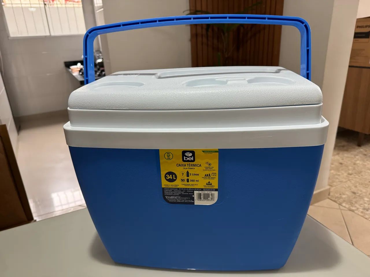 Caixa Térmica Bel 34 Litros Azul e Branca
