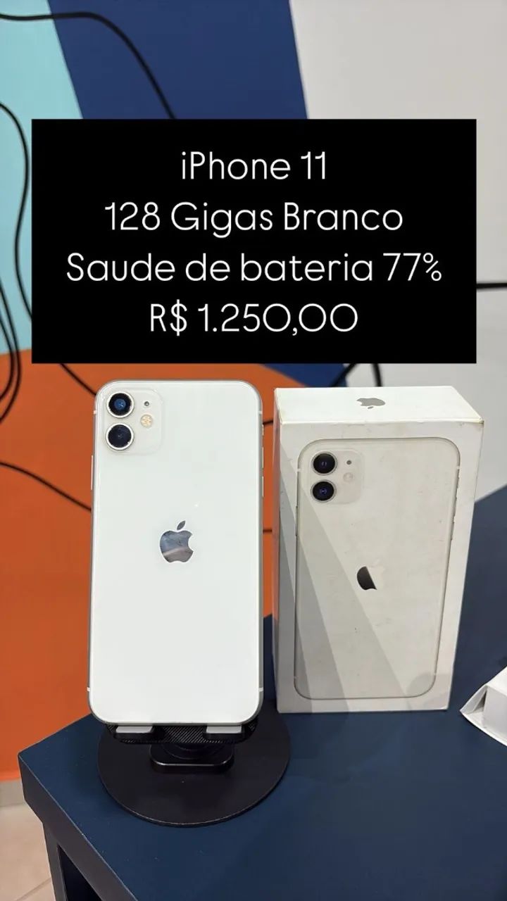 iPhone 11/ 64gb/ branco/ saude de bateria: 73%/ loja fisica
