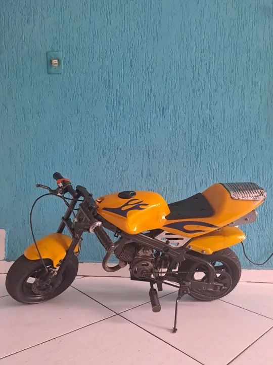 Mini Moto 50cc - Amarela - em perfeito estado - Foto 3