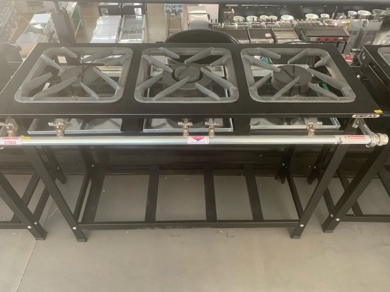 FOGÃO INDUSTRIAL 3 BOCAS 1 DUPLO 2 SIMPLES 