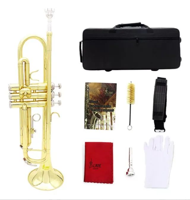 Trompete Irin Slade Si Bemol (bb) Dourado De Latão Case Luxo