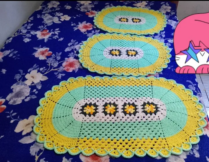 Jogo de Tapetes de Crochê Artesanais