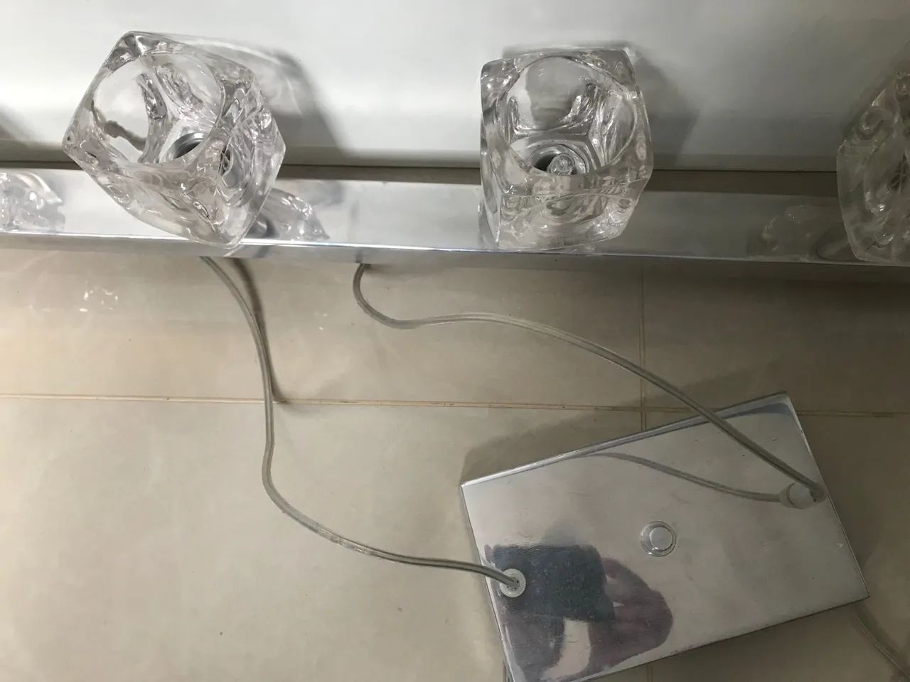 Lustre moderno de vidro e inox - Foto 3