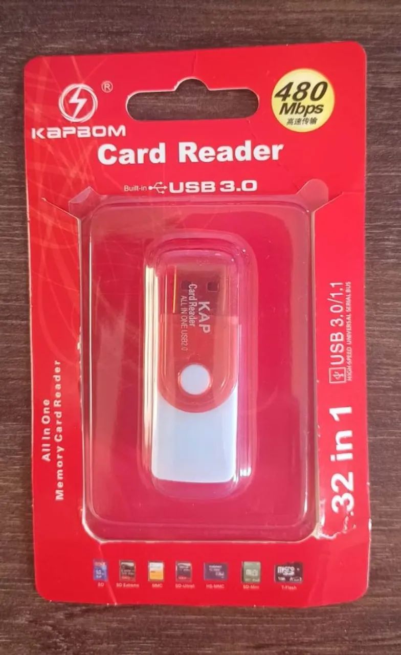 Leitor De Cartão De Memória 32in1 Kapbom Vermelho - Foto 4