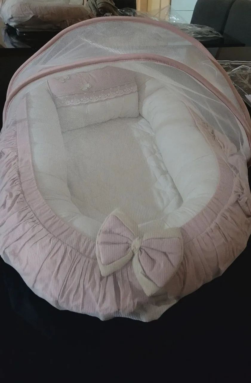 Ninho para Bebê com Mosquiteiro rosa  - Foto 3