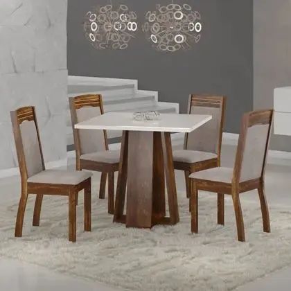 Mesa de Jantar com 4 Cadeiras - Elegância e Conforto